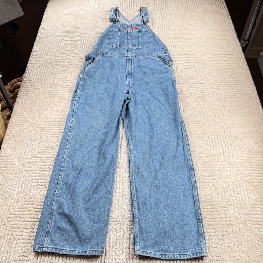 Vintage Dickies Bib Overalls Mens 34x30 Blue Denim Carpenter Work Utility Y2K
